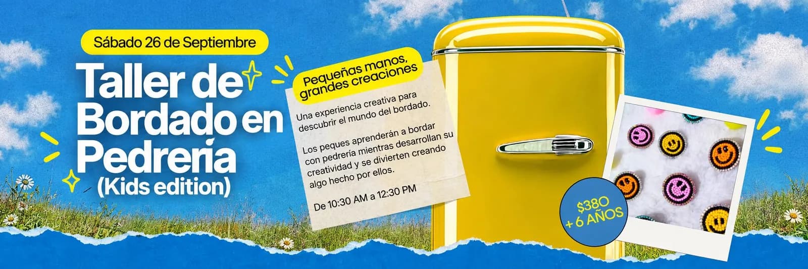 Taller de bordado en pedrería para niñas y niños en Mérida
